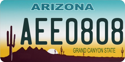 AZ license plate AEE0808