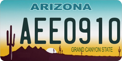 AZ license plate AEE0910