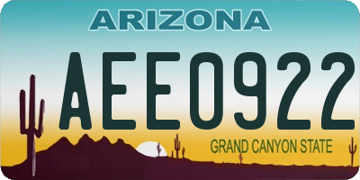 AZ license plate AEE0922