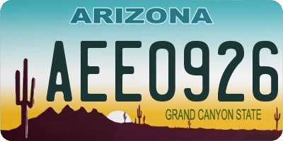 AZ license plate AEE0926