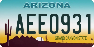 AZ license plate AEE0931