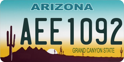AZ license plate AEE1092