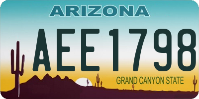 AZ license plate AEE1798