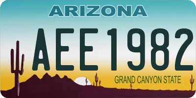 AZ license plate AEE1982