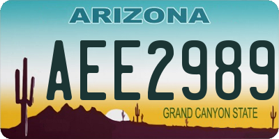 AZ license plate AEE2989