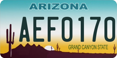 AZ license plate AEF0170