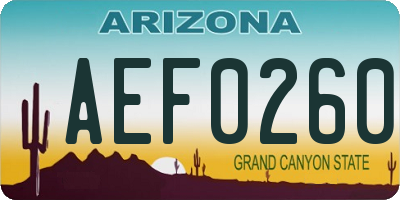 AZ license plate AEF0260