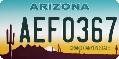 AZ license plate AEF0367
