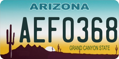 AZ license plate AEF0368