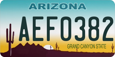 AZ license plate AEF0382