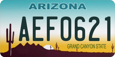 AZ license plate AEF0621