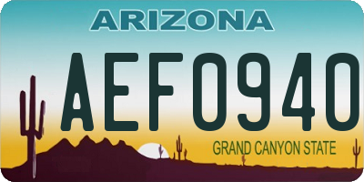 AZ license plate AEF0940