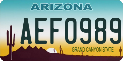 AZ license plate AEF0989