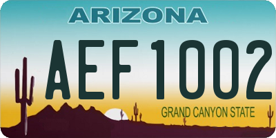 AZ license plate AEF1002