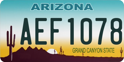 AZ license plate AEF1078