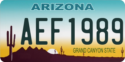 AZ license plate AEF1989