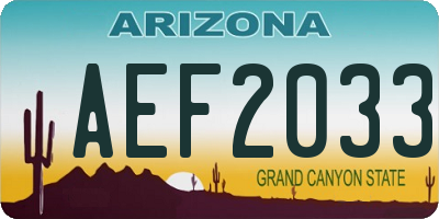 AZ license plate AEF2033