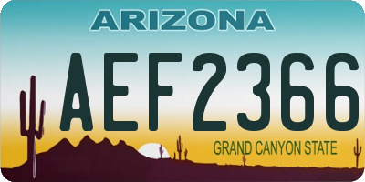 AZ license plate AEF2366