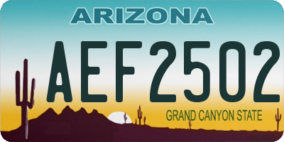 AZ license plate AEF2502