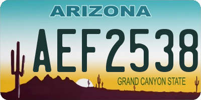 AZ license plate AEF2538