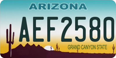 AZ license plate AEF2580