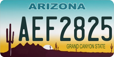 AZ license plate AEF2825