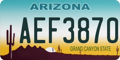 AZ license plate AEF3870