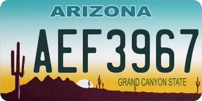AZ license plate AEF3967