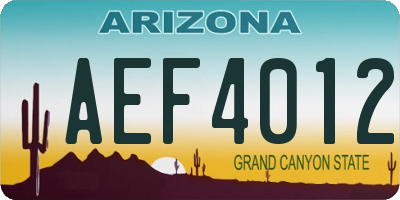 AZ license plate AEF4012
