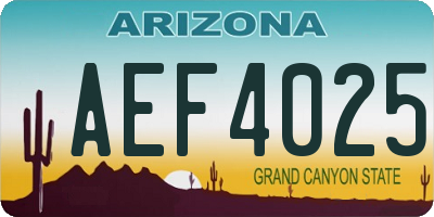 AZ license plate AEF4025