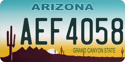 AZ license plate AEF4058