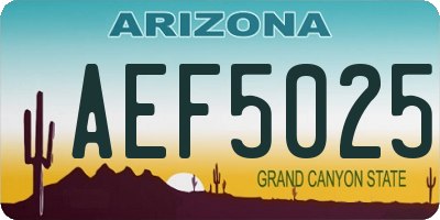 AZ license plate AEF5025
