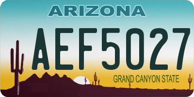 AZ license plate AEF5027