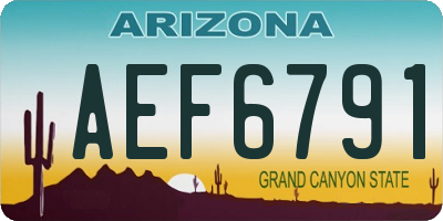 AZ license plate AEF6791
