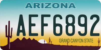 AZ license plate AEF6892