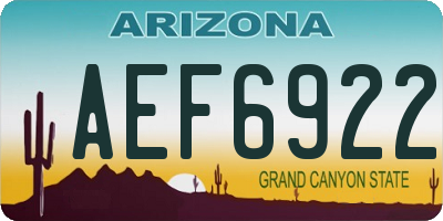 AZ license plate AEF6922