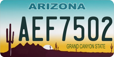 AZ license plate AEF7502
