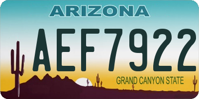 AZ license plate AEF7922