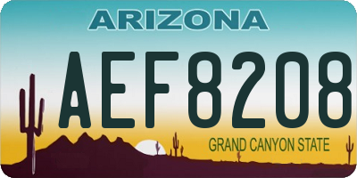 AZ license plate AEF8208