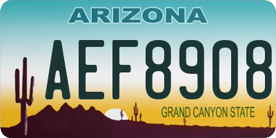AZ license plate AEF8908