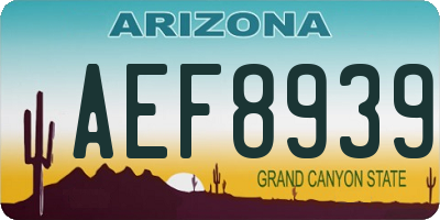 AZ license plate AEF8939