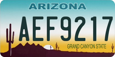 AZ license plate AEF9217
