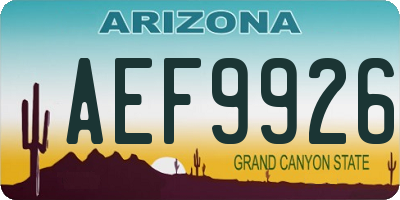 AZ license plate AEF9926