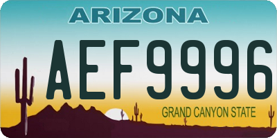 AZ license plate AEF9996