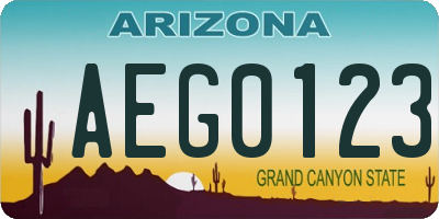 AZ license plate AEG0123