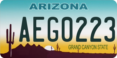AZ license plate AEG0223