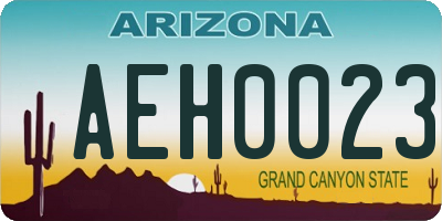 AZ license plate AEH0023
