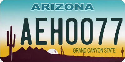 AZ license plate AEH0077