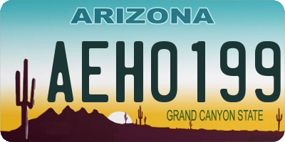 AZ license plate AEH0199