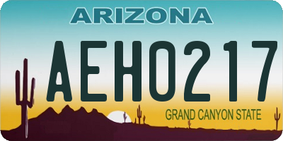 AZ license plate AEH0217